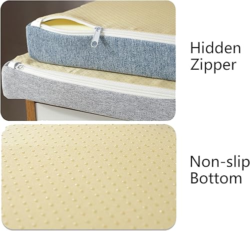 Miniatura 4 de Hruile Elegante cojín de banco de color sólido con lazos, cojín antideslizante para banco de interiores y exteriores, cojín de muebles de patio,