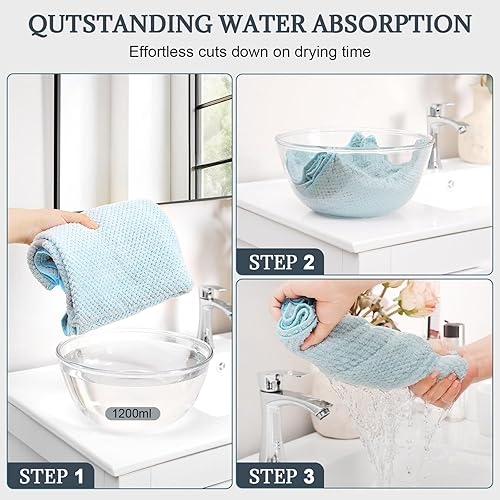 Miniatura 3 de BEoffer Paquete de 2 toallas de microfibra para el cabello, 41 x 24 pulgadas, súper suaves, absorbentes, de secado rápido sin encrespamiento, para