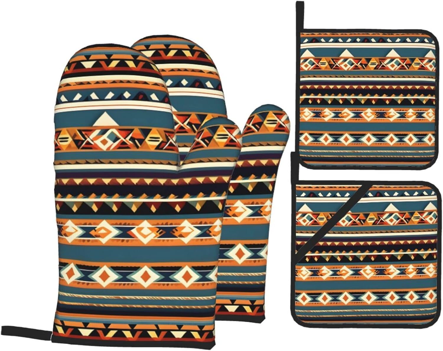 Native American Pattern Kitchen baking four piece set, fit for cooking and baking, oven, microwave, and outdoor barbecue