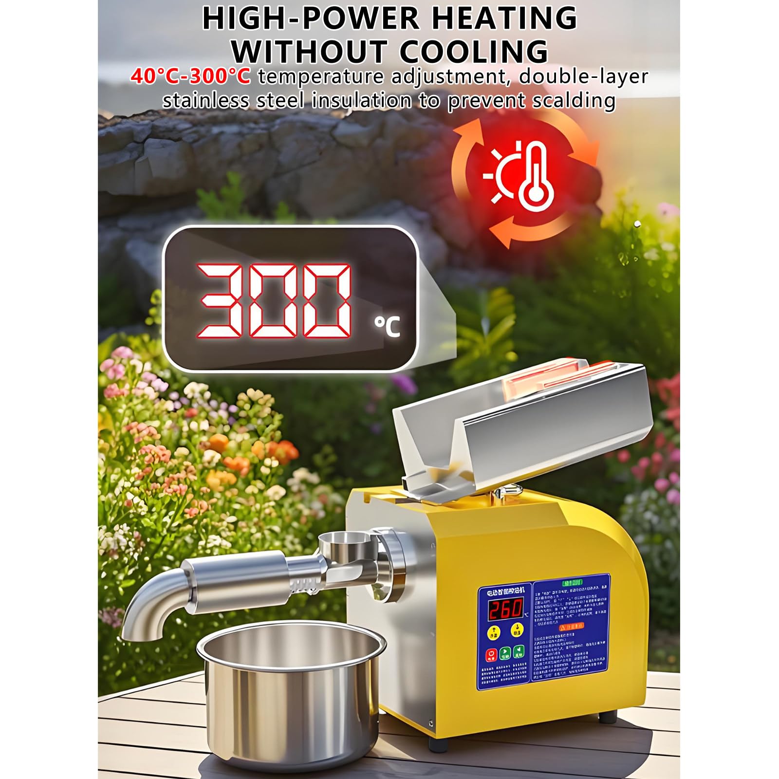 Professionelle SojaöLpresse FüR WeißEs/Schwarzes SesamöL, 6 Kg/H Bis 9 Kg/H, Edelstahl, Hohe Leistung, 40–300 °C Einstellbar 9kg/h
