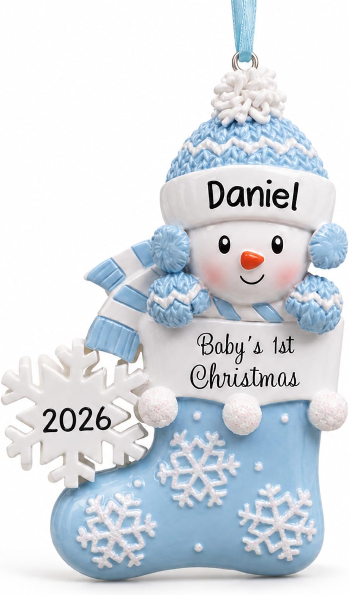 Baby's First Christmas Ornament boy 2026, Personalized Gift for Babies, Custom Name, Grandson Parents Babyshower Newborn Baby Gifts Ideas, Handpainted Blue Resin Ornament