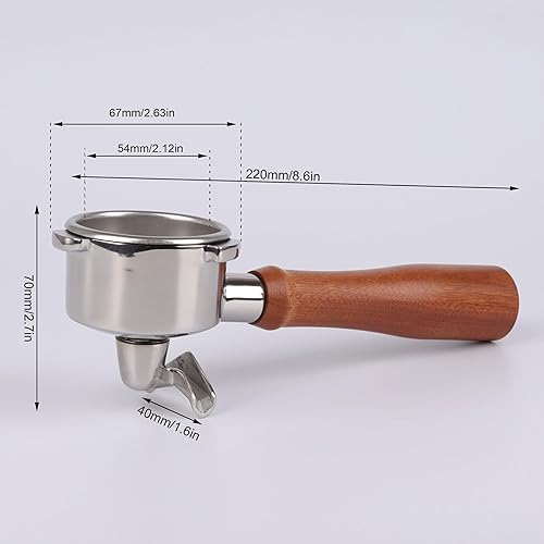 Miniatura 9 de Portafilter - Boquilla doble de 2.126 in compatible con Breville Bambino Plus (BES500)Infusor (BES840XL) con mango de madera