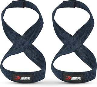 DMoose Fitness Figure 8 Lifting Straps for Weightlifting, Powerlifting & Deadlifts - Premium Quality Heavy Duty Support Straps For Bodybuilding - Enhances Grip Strength, Reduces Wrist Strain