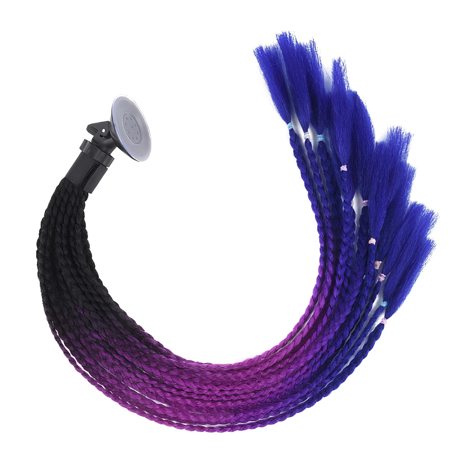 1PCS Helmet Pigtail Gradient Decoration Punk Motorcycle Helmet Ponytail Braids Hair Wig with Detachable Suction Cup for Motor Bike Bicycle Cycling Biker Riders Skateboarding Scooter Costume Cosplay