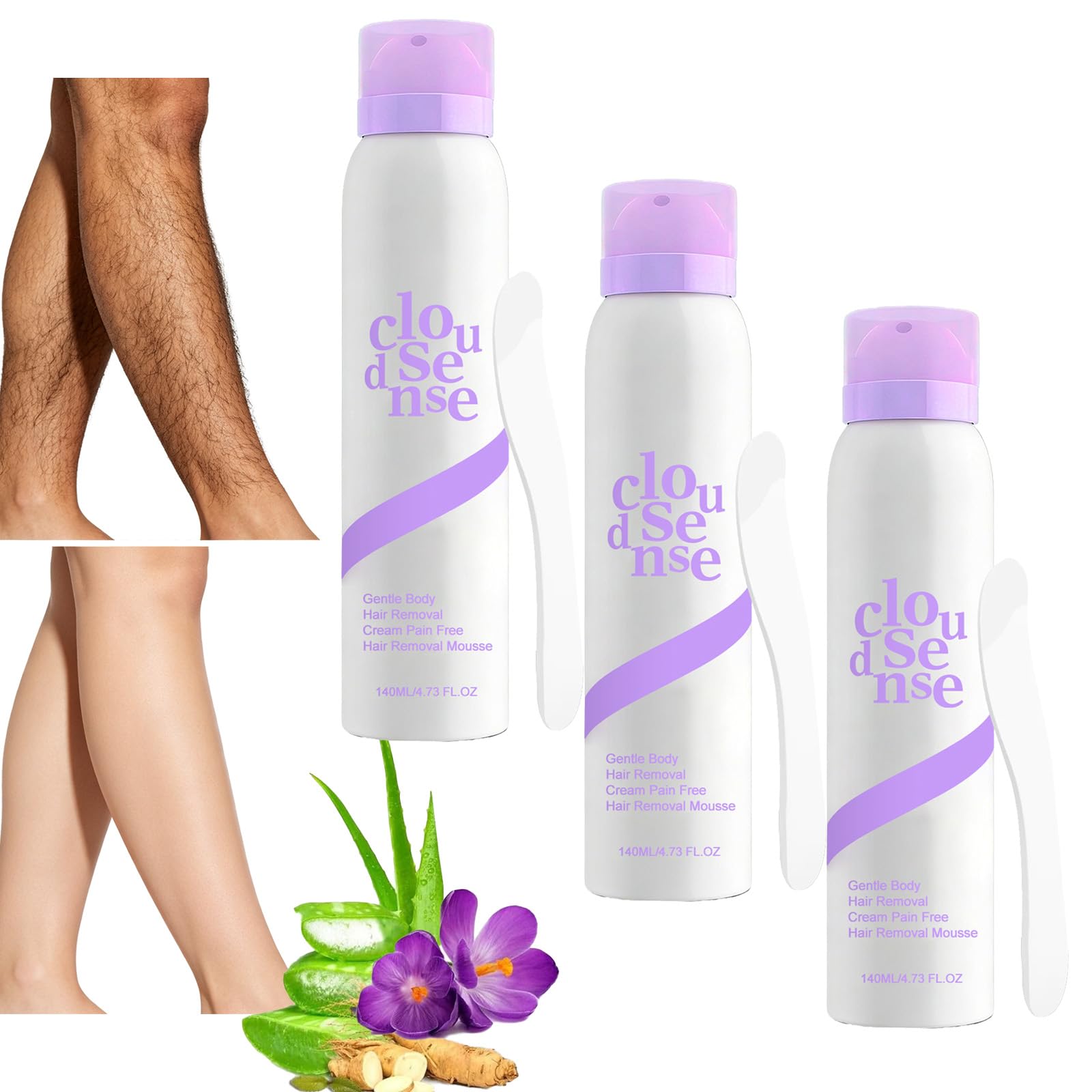 Haarentfernungs spray für Damen und Herren, Sanfter Körperhaarentfernungsschaum, Schmerzfreier Haarentfernungsschaum, Schmerzfreie, glättende Intimhaarentfernungscreme für empfindliche (3PCS)