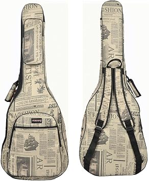 'CSD Waterproof Oxford Cloth Newspaper Style Double Stitched Padded Straps 41 Acoustic Folk Classic Guitar Gig Bag with Carry Case beige