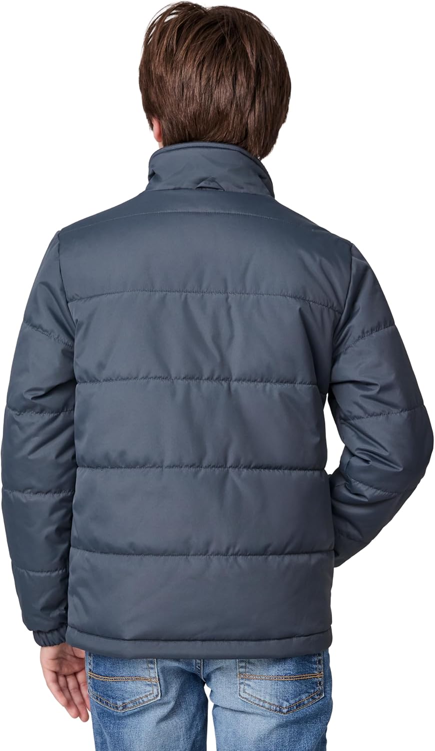 Free Country Boys Jacket Reversible Water & Wind Resistant Coat Kids Raincoat Hooded Kids Hiking Trail Rain Jacket for Boys- Grey - Size L