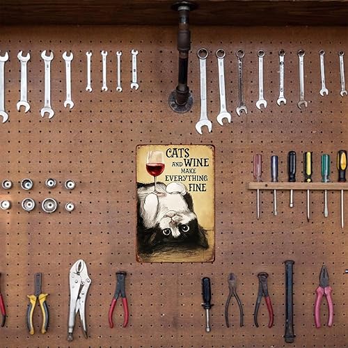 Miniatura 6 de Cats And Wine Make Everything Fine Poster Retro Kitchen Bedroom Motivation Living Room Signs 8x12 Inch Wall Decor Metal Sign Posters for Bathroom