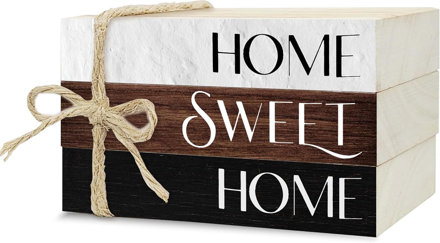 Ycyfckdr Mini Rustic Wood Stacked Books for Farmhouse Home Decor - Shelf Table Accent with Twine, Home Sweet Books (4x2.6x0.8in)