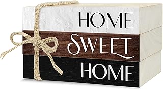 Ycyfckdr Mini Decorative Books for Home Decor, Rustic Wood Stack for Table, Home Sweet Decor Books for Living Room Shelf, Farmhouse Stacked Book Gift (L10)