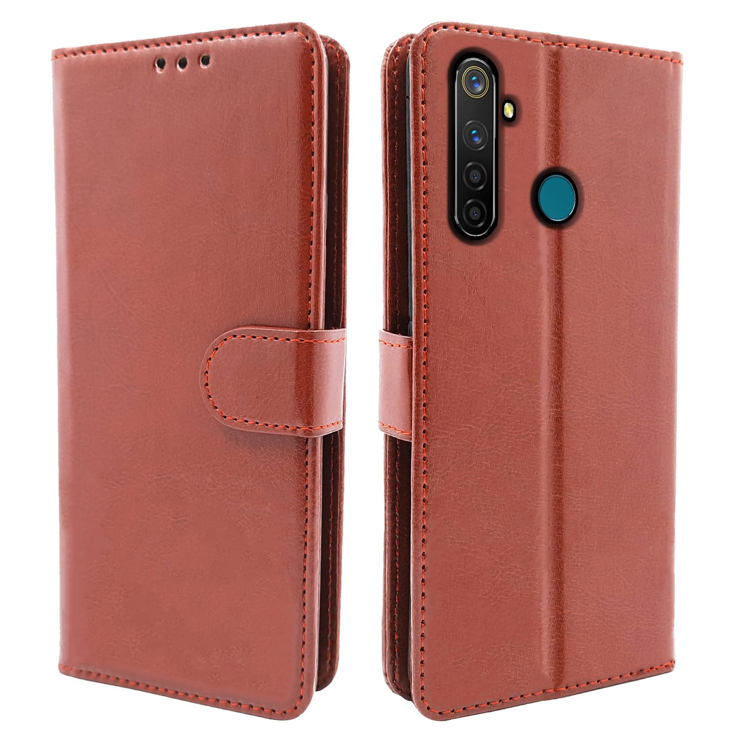 Pikkme RealMe 5 / 5s / 5i Flip Cover Leather Finish | Inside TPU with Card Pockets | Wallet Stand and Shock Proof | Magnetic Closing | Complete Protection Flip Case (Brown) (B09MCY1JJ6) Amazon Price History, Amazon Price Tracker
