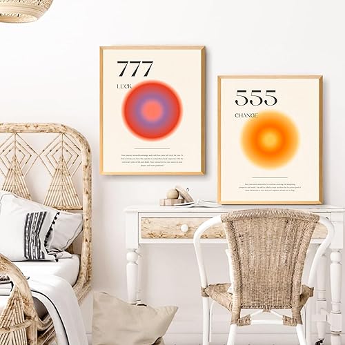Miniatura 3 de Póster de número de ángel de 9 piezas, póster estético de aura, pósteres espirituales, impresión de números de ángel degradado, citas inspiradoras,