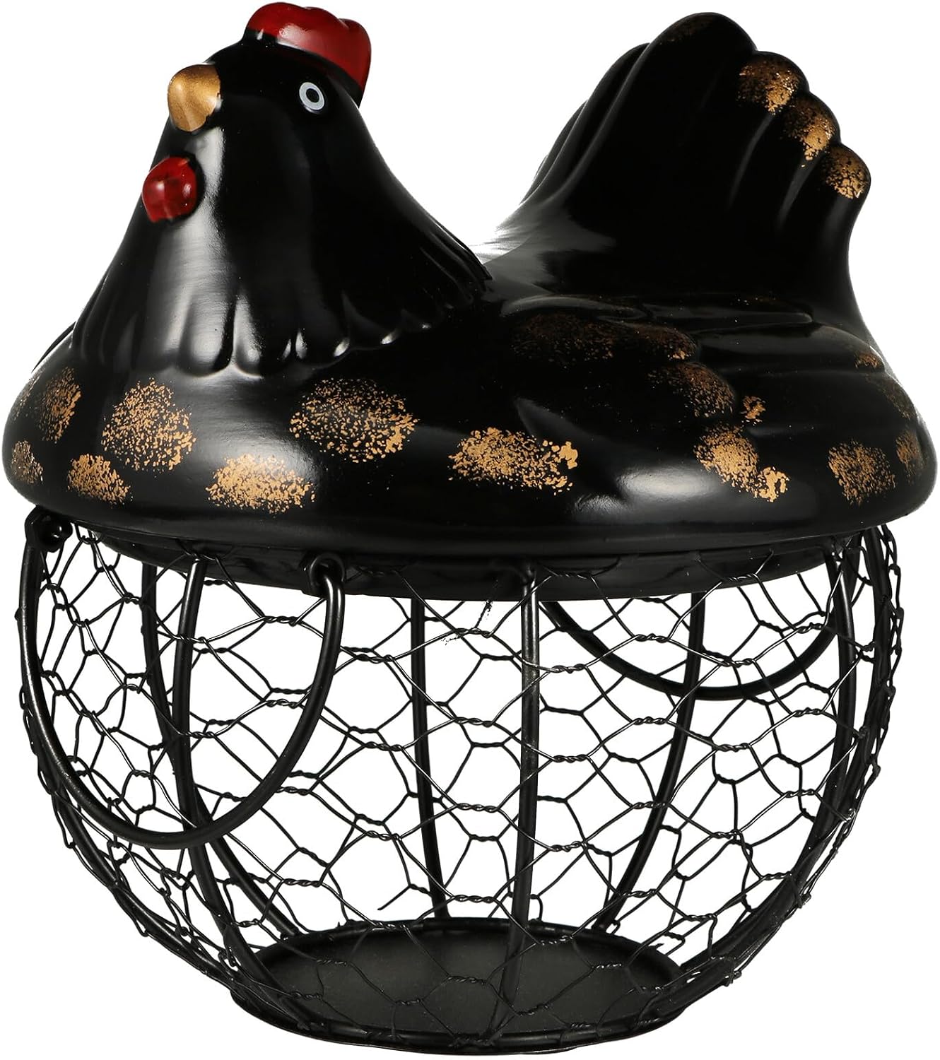 Chicken Design Egg Basket Compact Wire Snack and Storage Basket for Kitchen and Home Decor Countertop Organizer