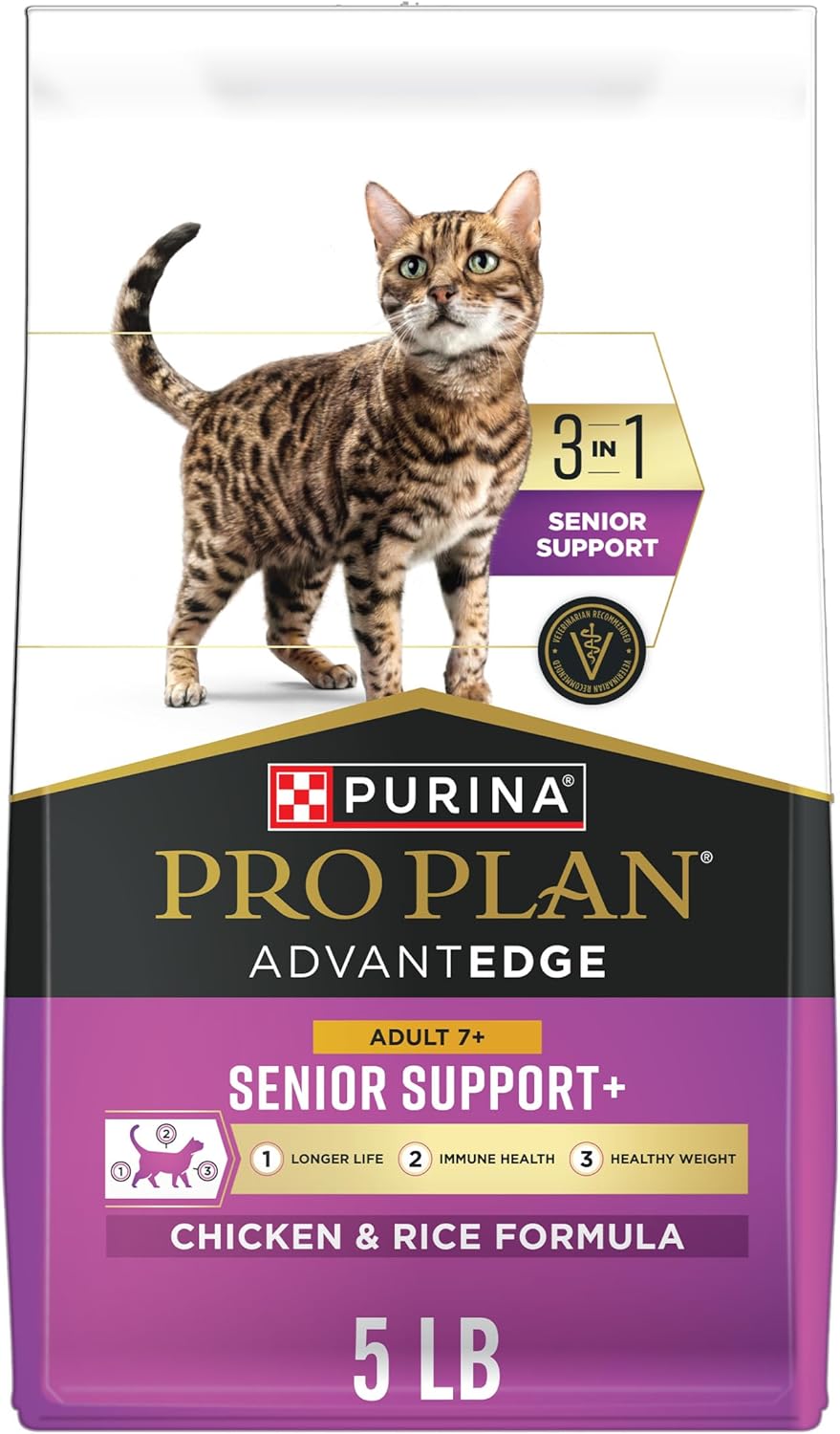 Purina Pro Plan AdvantEDGE Senior Support Plus Adult 7 Plus Chicken and Rice Formula Dry Cat Food - 5 lb. Bag