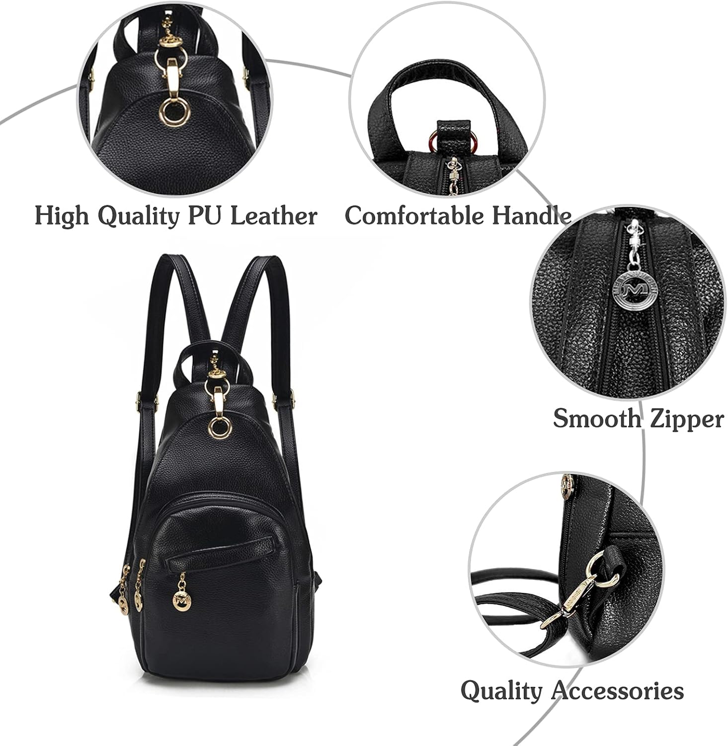 PORRASSO Women Sling Bag Small Backpack Ladies Fashion Shoulder Crossbody Daypack