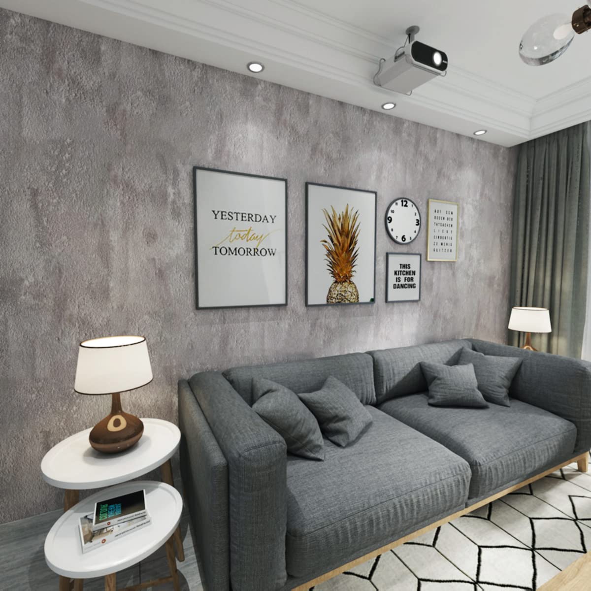 Boobest Grey Lime Wash Wallpaper 15.7"x236" Cement Wallpaper Peel and Stick Modern Concrete Contact Paper Waterproof Removable Self Adhesive