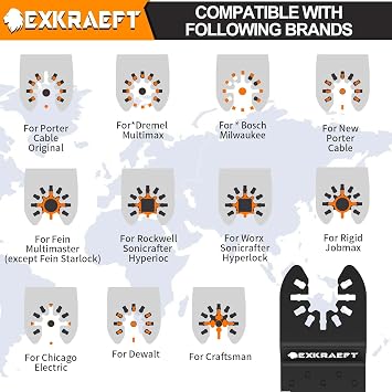 EXKRAEFT 50 PCS Titanium Multi Tool Blade for Metal, Wood and Drywall