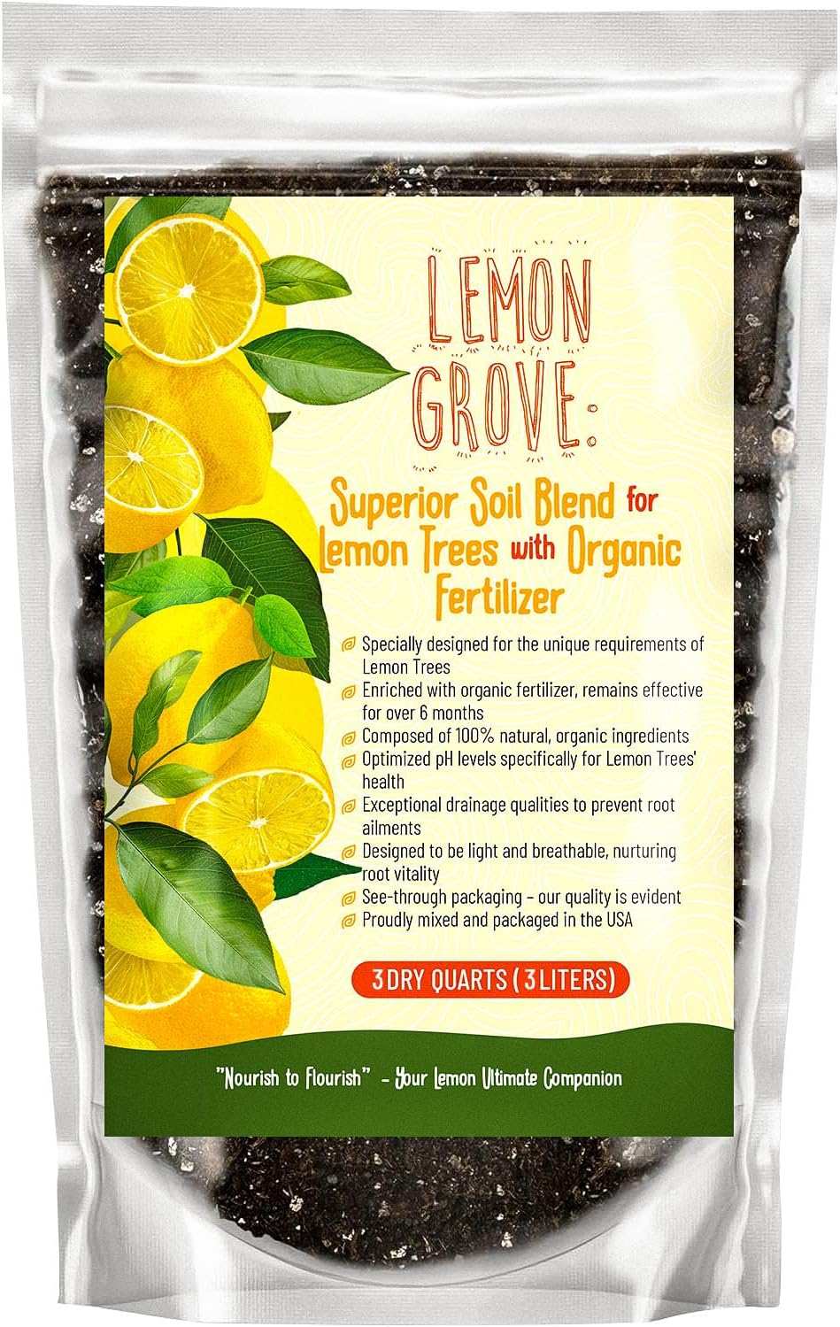 GARDENWISE Organic Lemon Tree Soil – Citrus Potting Mix with Organic Fertilizer – Ideal for Potted Lemon Trees, Meyer Lemons & Citrus Plants – Chunky, Indoor & Outdoor (3 QUARTS)