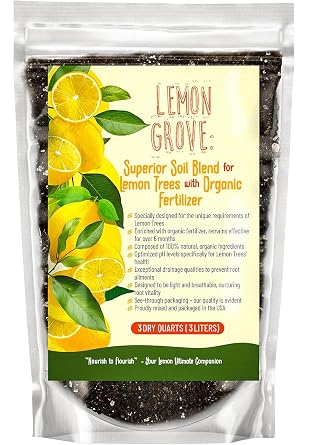 Professional Citrus Fertilizer & Organic Lemon Tree Potting Soil Bundle - Perfect Balanced NPK for All Citrus Indoor & Outdoor, Potting Soil Mix for Growth & Repotting (1/2-3 Quart)