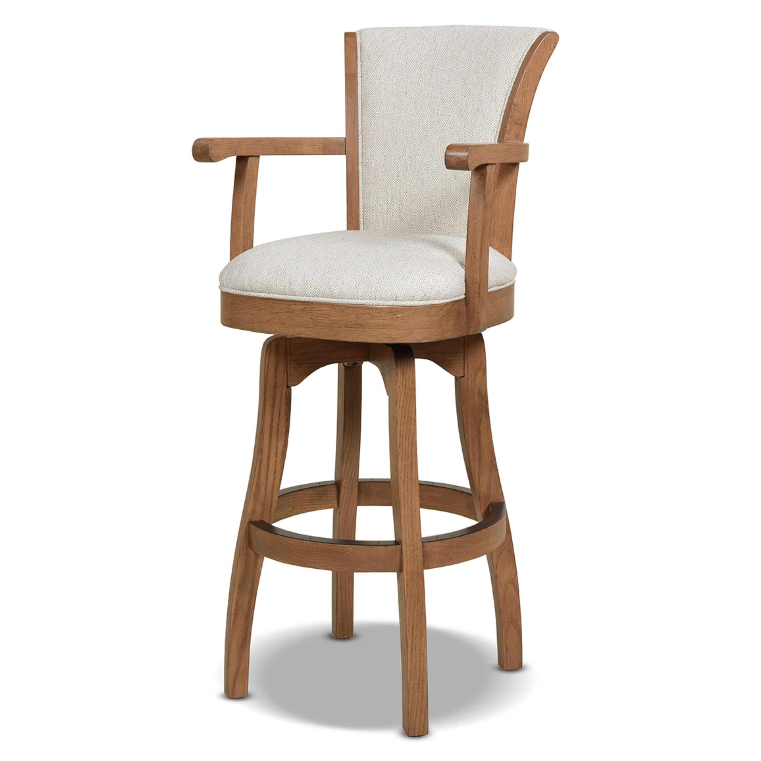 Jennifer Taylor Home Williams 31” Swivel Bar Stool with Armrests, White Pepper Stain Resistant High Performance Polyester