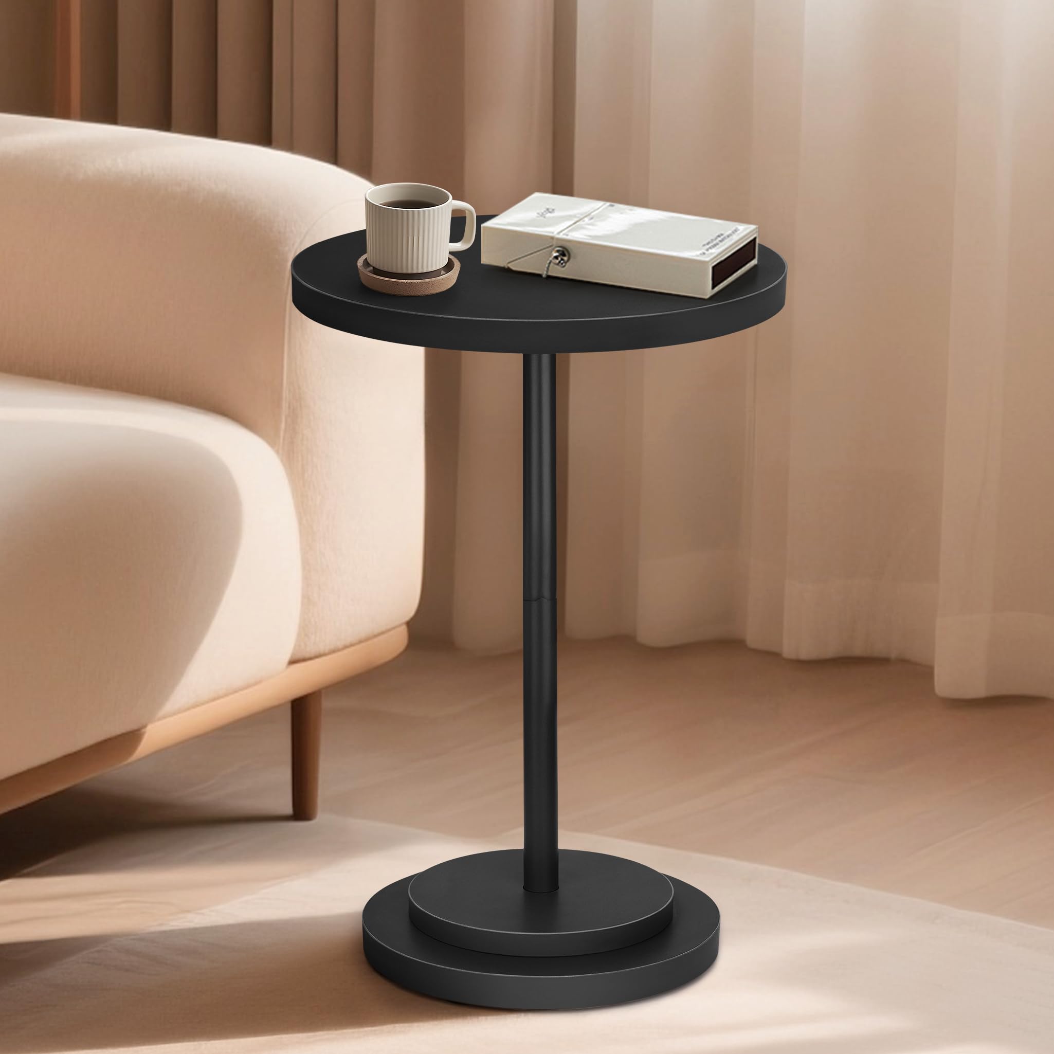 Drink Table Small Pedestal Side Tables for Small Spaces Wood Round Martini Table for Outdoor Living Room and