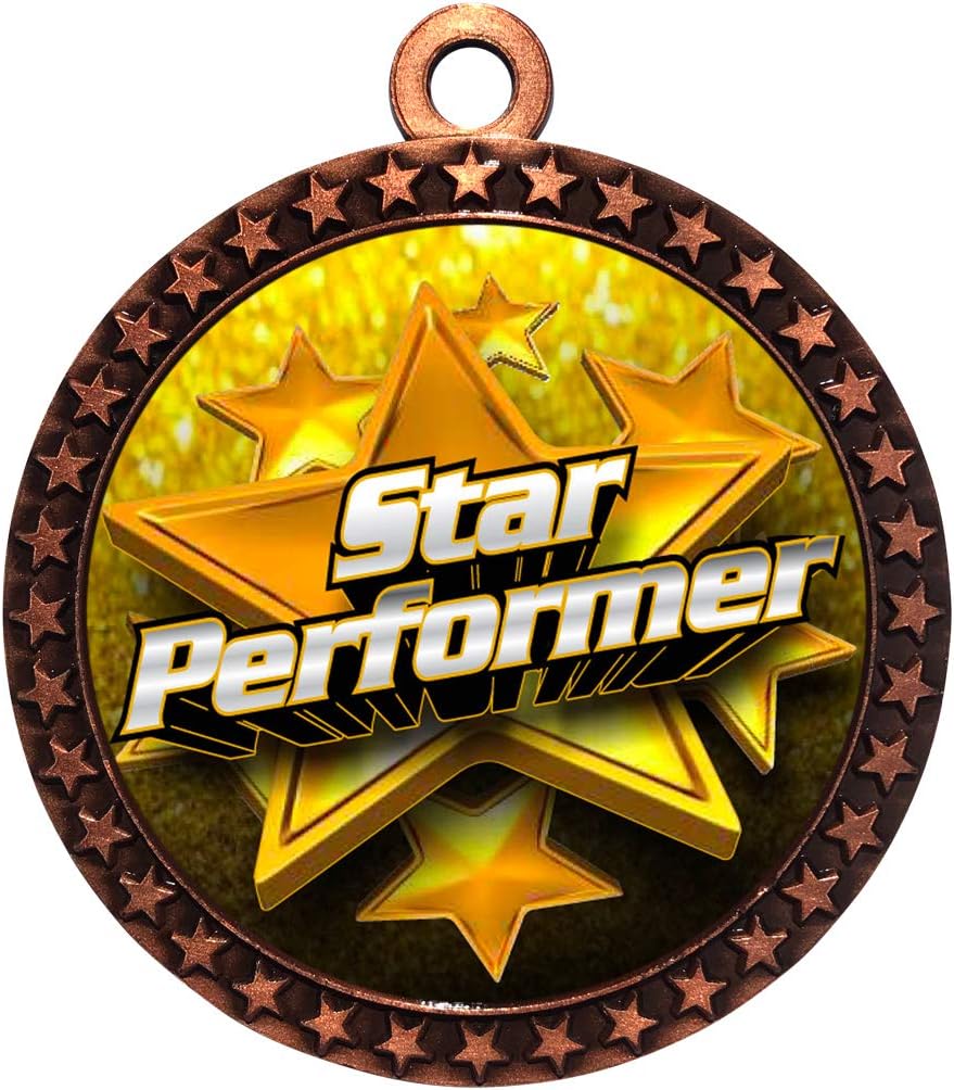 Express Medals 1 to 50 Packs Star Performer Bronze Medal Trophy Award with Neck Ribbon D212-FCL551