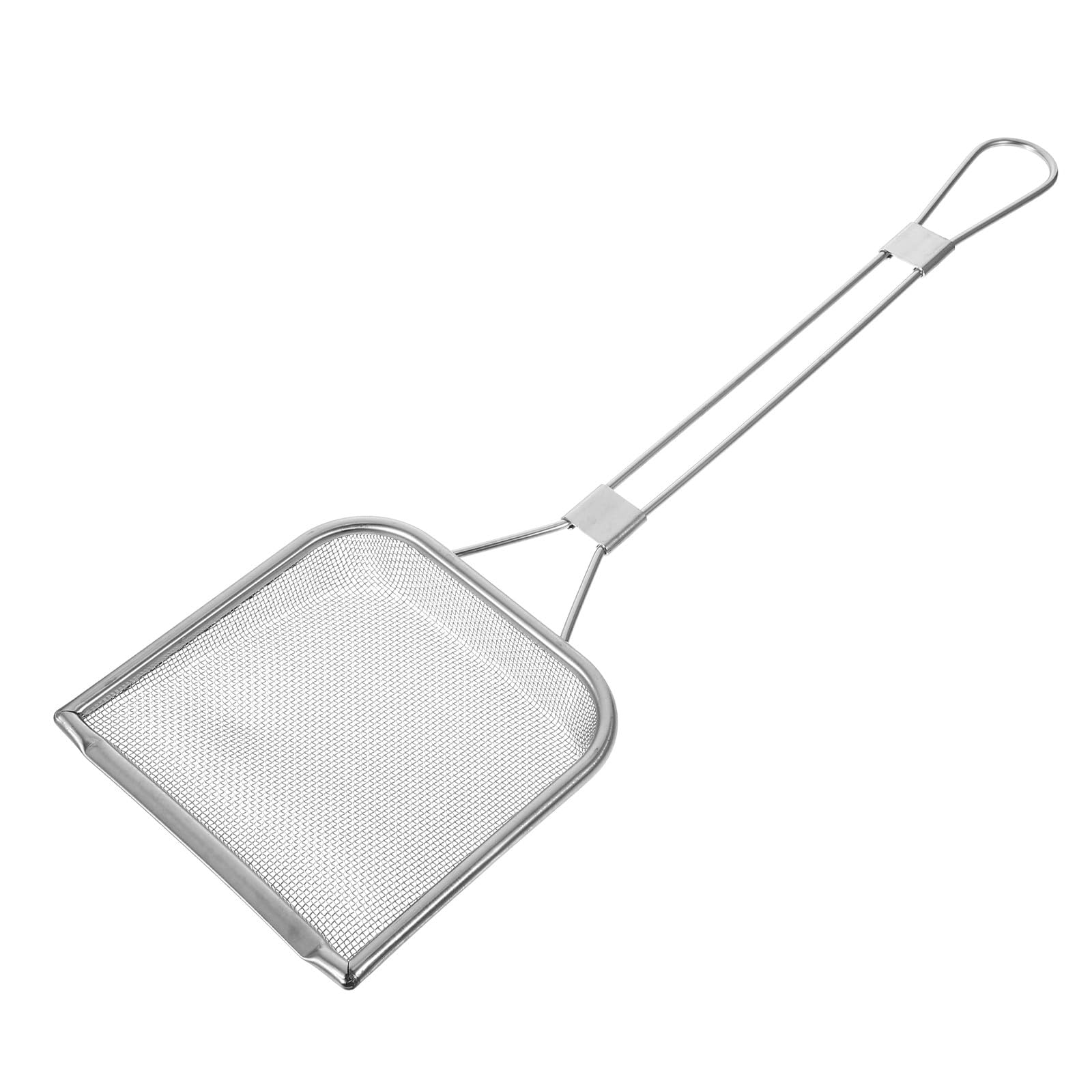 SHINEOFI Stainless Steel Fryer Oil Skimmer with Fine Mesh Filter, Grease Strainer Scoop for Chicken and French Fries, Kitchen Oil Residue Filter for Deep Frying and Outdoor Cooking