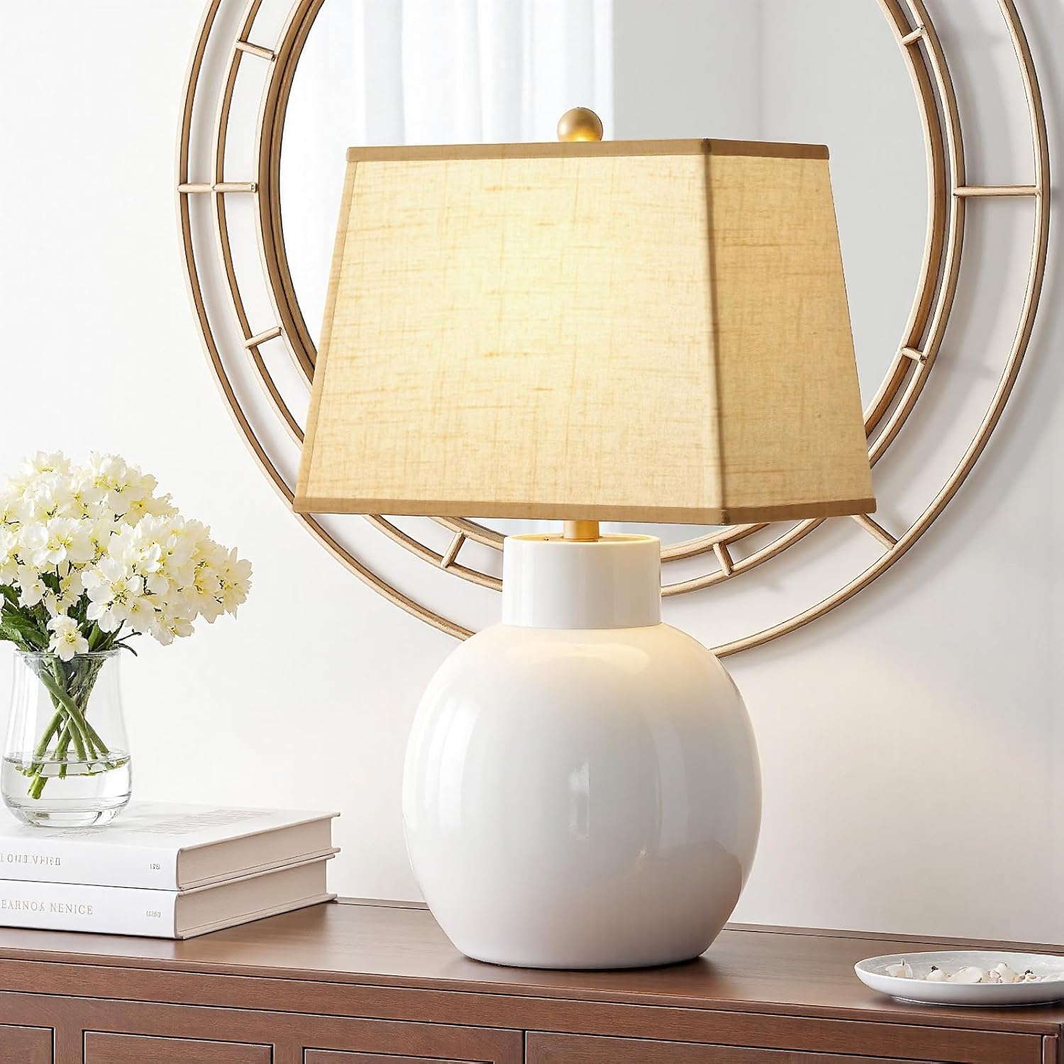 Square Lamp shade, Large Beige Linen Lampshade, Top 7"x12.5", Bottom 9"x15", Height 9.8", Rectangular Lamp shade with1 Shade Bracket,2 Adapters, Fits Table,Floor and Wall Lampshade, Easy Install