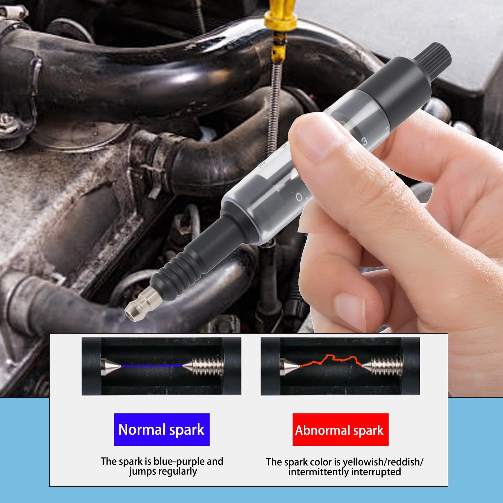 Tester per Candele e Scintille, Test di Tensione Auto,Strumento di Diagnosi per Sistemi di Accensione Auto, Moto,Tosaerba e Generatori, Rilevatore di Bobina di Accensione Funzionante e Non Funzionante