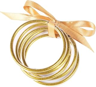 Sparkling Fashion Bangles, Soft Silicone Glitter Filled Jelly Bracelet Idea Gift for Girls and Ladies