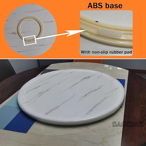 Miniatura 4 de SAGIDAR Mesa giratoria de madera para comedor, tablero giratorio de 360, tocadiscos Lazy Susan, con base silenciosa, organizador de mesa, rotación
