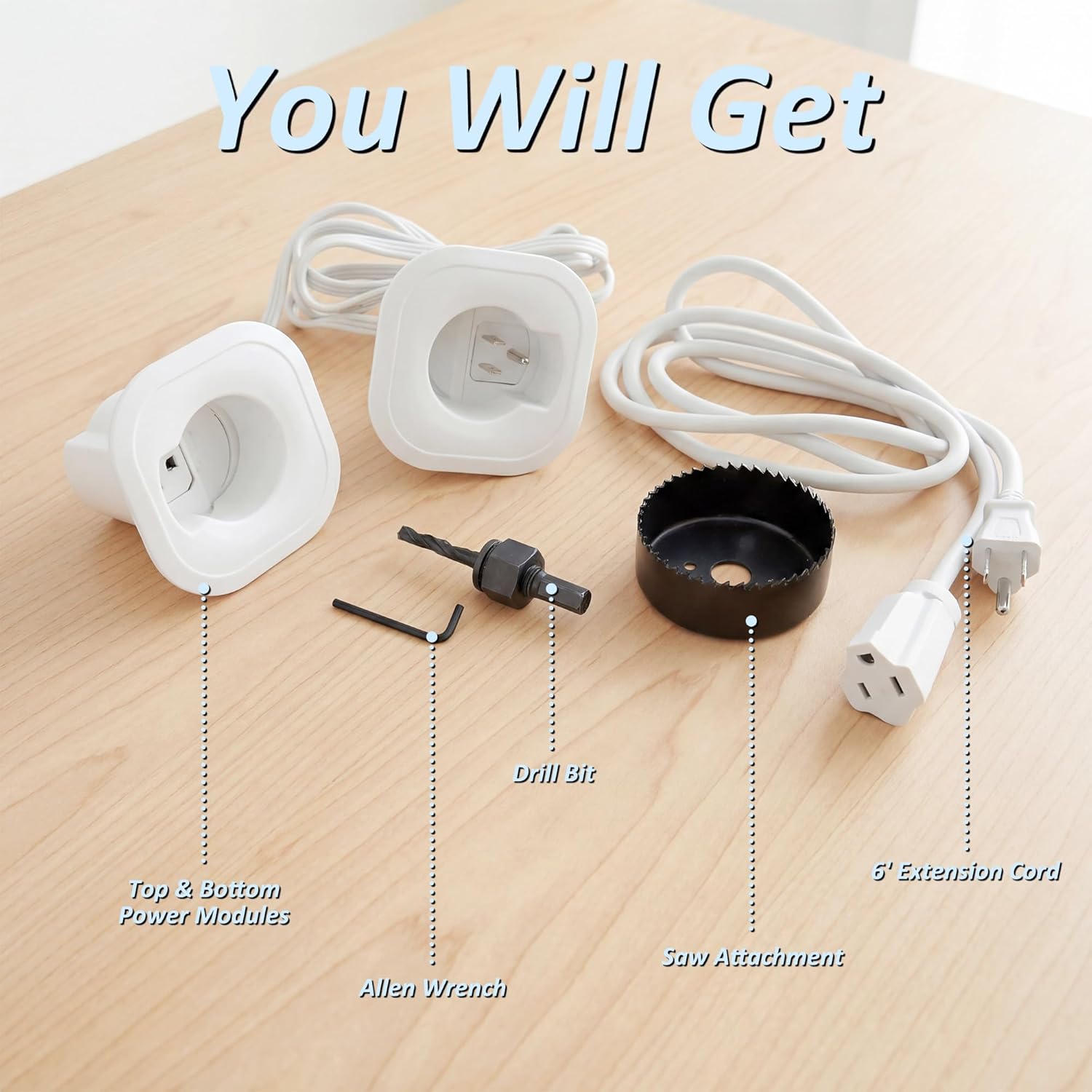 in Wall Cable Management Kit, TV Cord Hider for Wall Mounted TV, Wall Wire Hider with 6’ Extension Cord, Power & Low Voltage Cable Management for Home Theater HDMI Cable, w/Hole Saw & Drill Bit