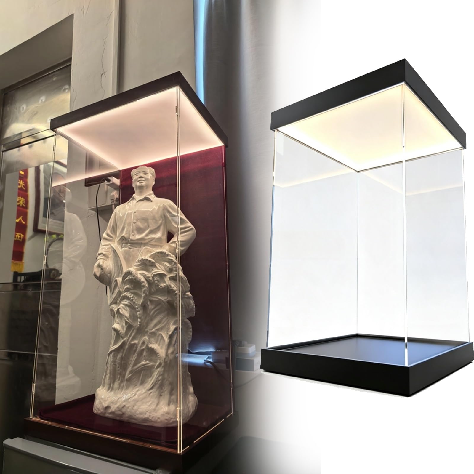 Vetrina Espositiva Vetrina In Acrilico Nero Con Illuminazione A LED Per Oggetti Da Collezione