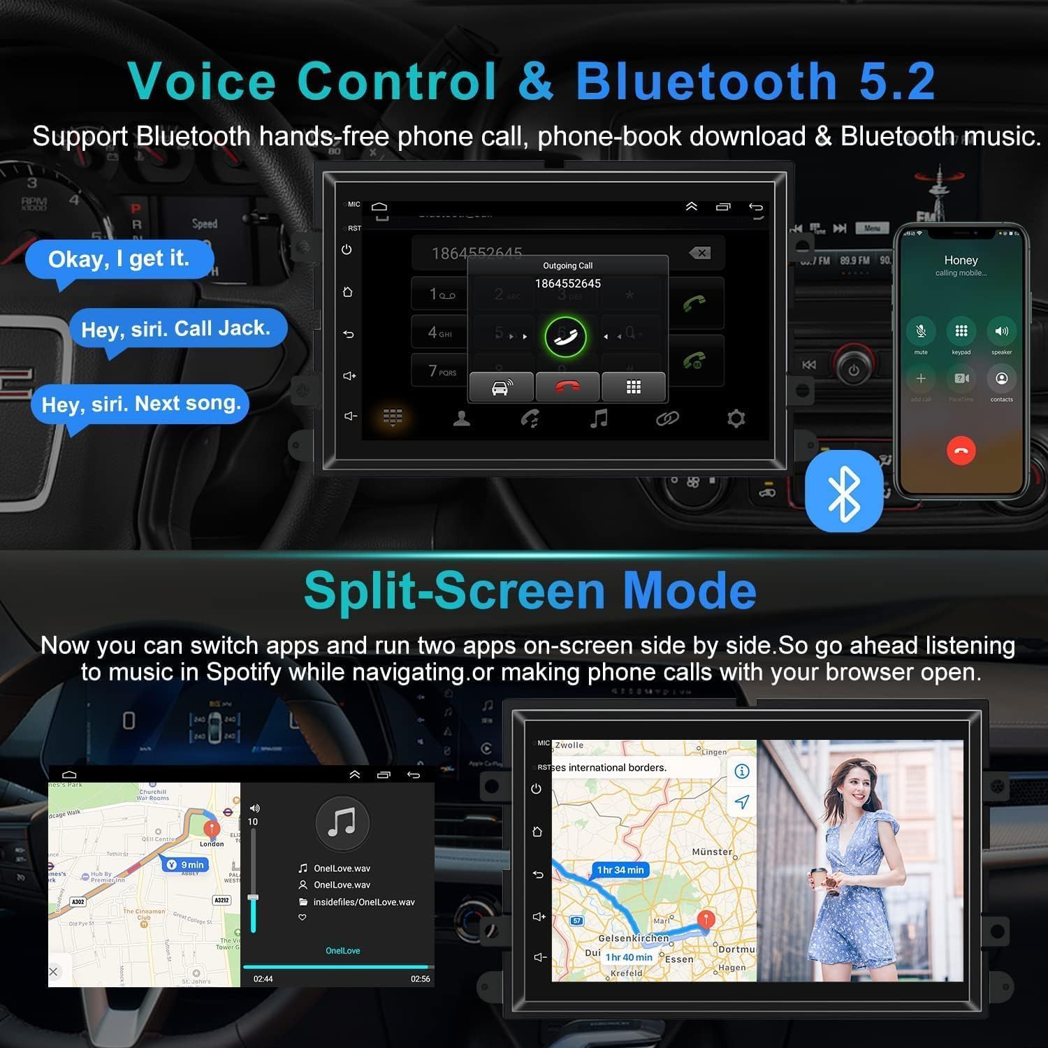 4+64 Android 13 Car Radio for Ford F150/F250/F350 2004-2014, Wireless Carplay&Android Auto with 7 Inch IPS Touchscreen Stereo Support Bluetooth/Voice Control/GPS/WiFi/Back-up Camera/SWC/FM.