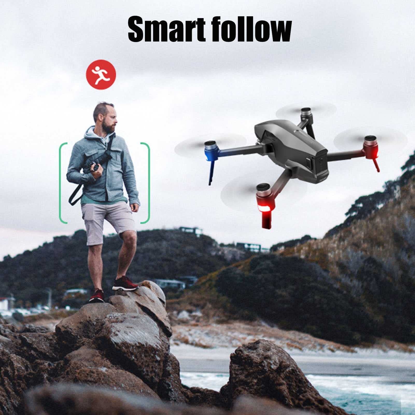 Drones FPV?go pro Drones with Camera for Adults 4k?Long Battery Life brushless Motor GPS Folding 2-axis Drone HD 6K Aerial Remote Control Quadcopter (Black 3 BATTERY)