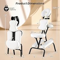 Vista 3 de Giantex Silla de masaje portátil ligera para viajes, silla de tatuaje spa con bolsa de transporte (blanca)