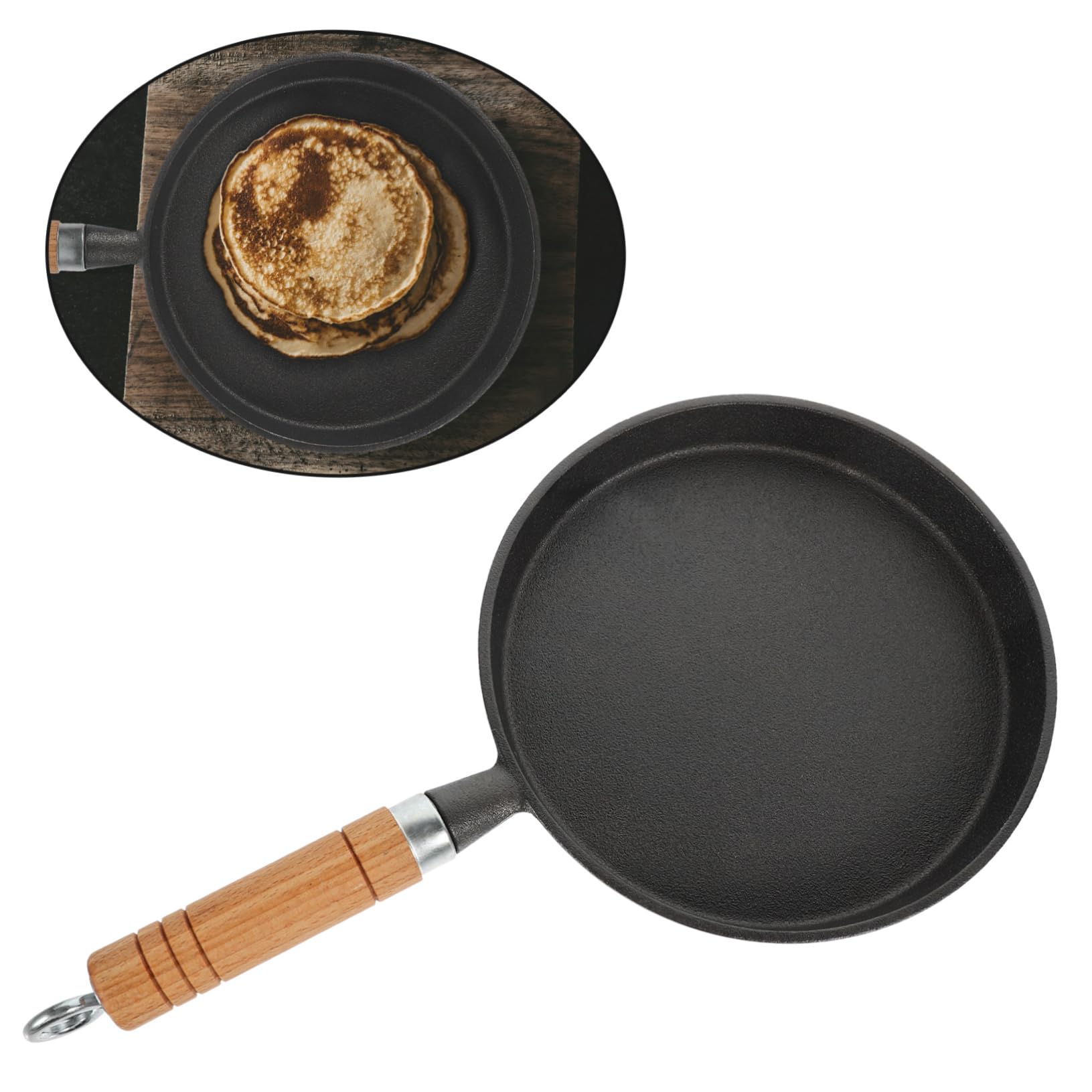 Sartén Pequeña Máquina De Gofres Plancha No Wok Tortita Cacerola Pequeña Sartenes Antiadherentes Tortilla Voltear Huevo Mini Fabricante De Panqueques Pizca Black De Madera