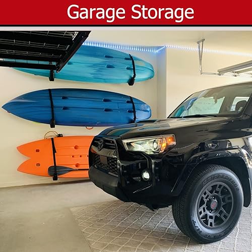 Miniatura 6 de Ganchos de almacenamiento para kayak, estante de almacenamiento de tabla de remo de montaje en pared de 15.5 pulgadas, colgador de tabla de surf
