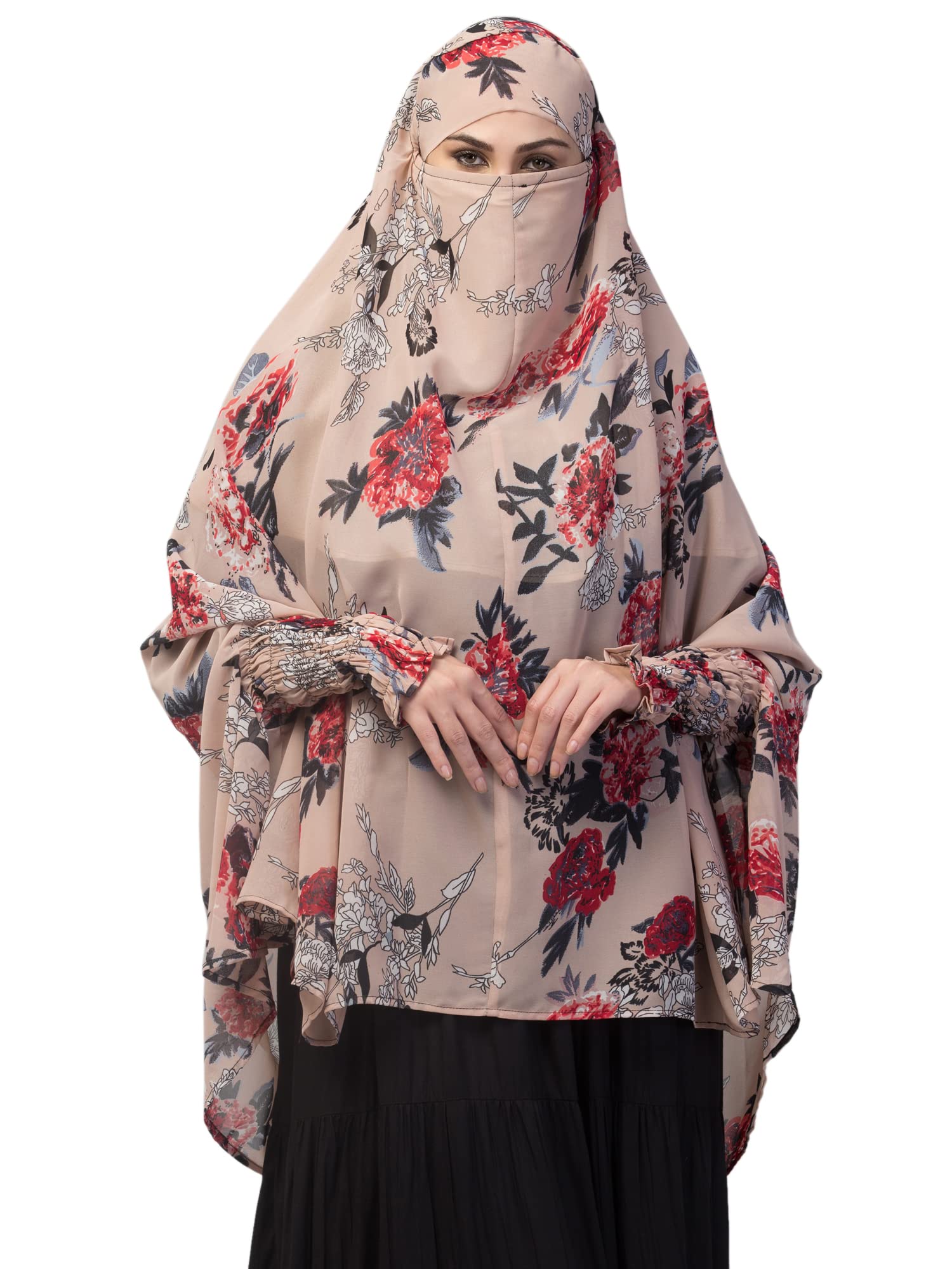 bashariya Full Size Georgette Khimar with Cotton Blend Lining & Designer Sleeves for Girls and Women’s-picture-11