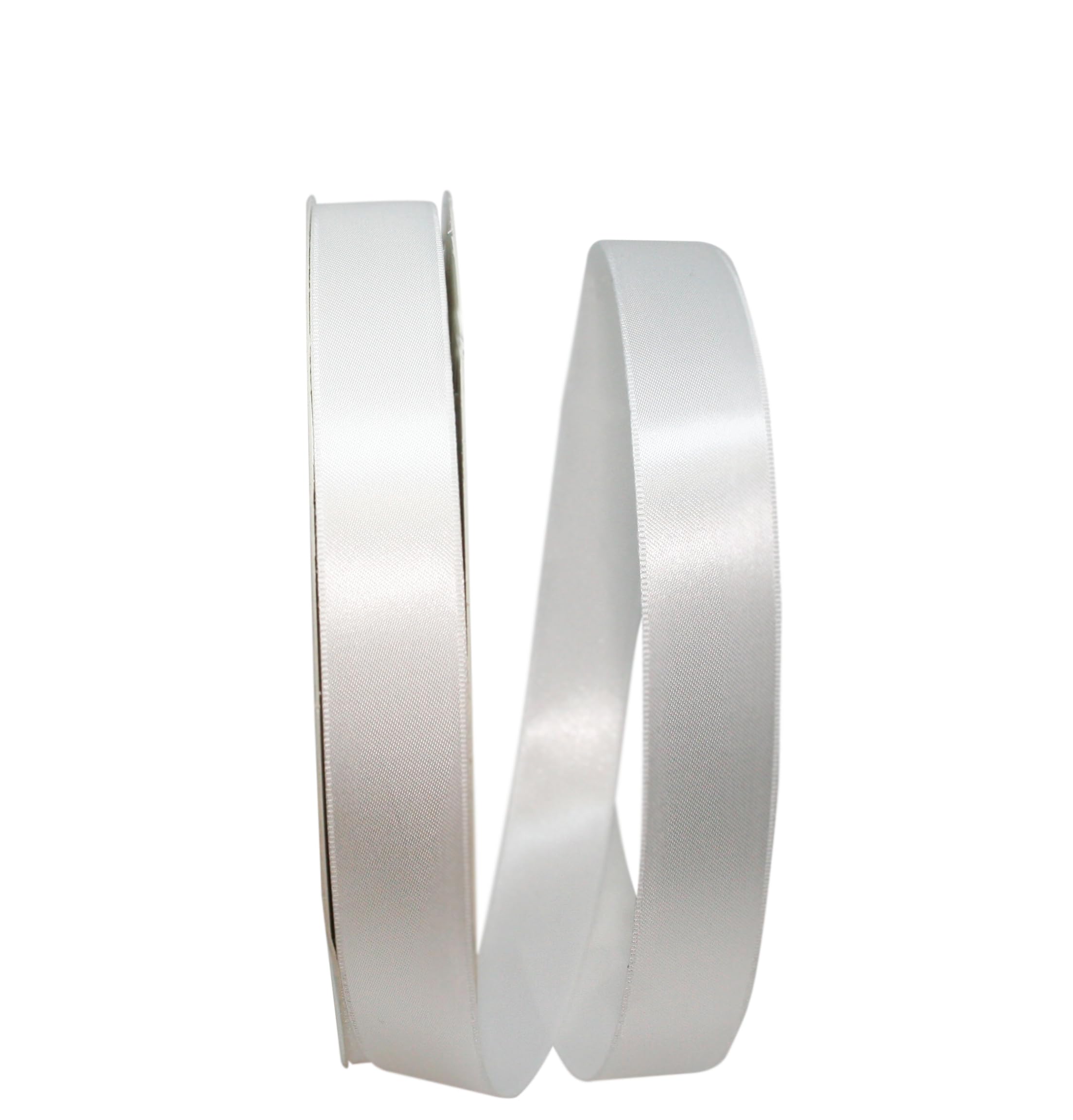 Reliant Ribbon 5000-030-05C Double Face Satin Allure Dfs Ribbon, 7/8 Inch X 100 Yards, White