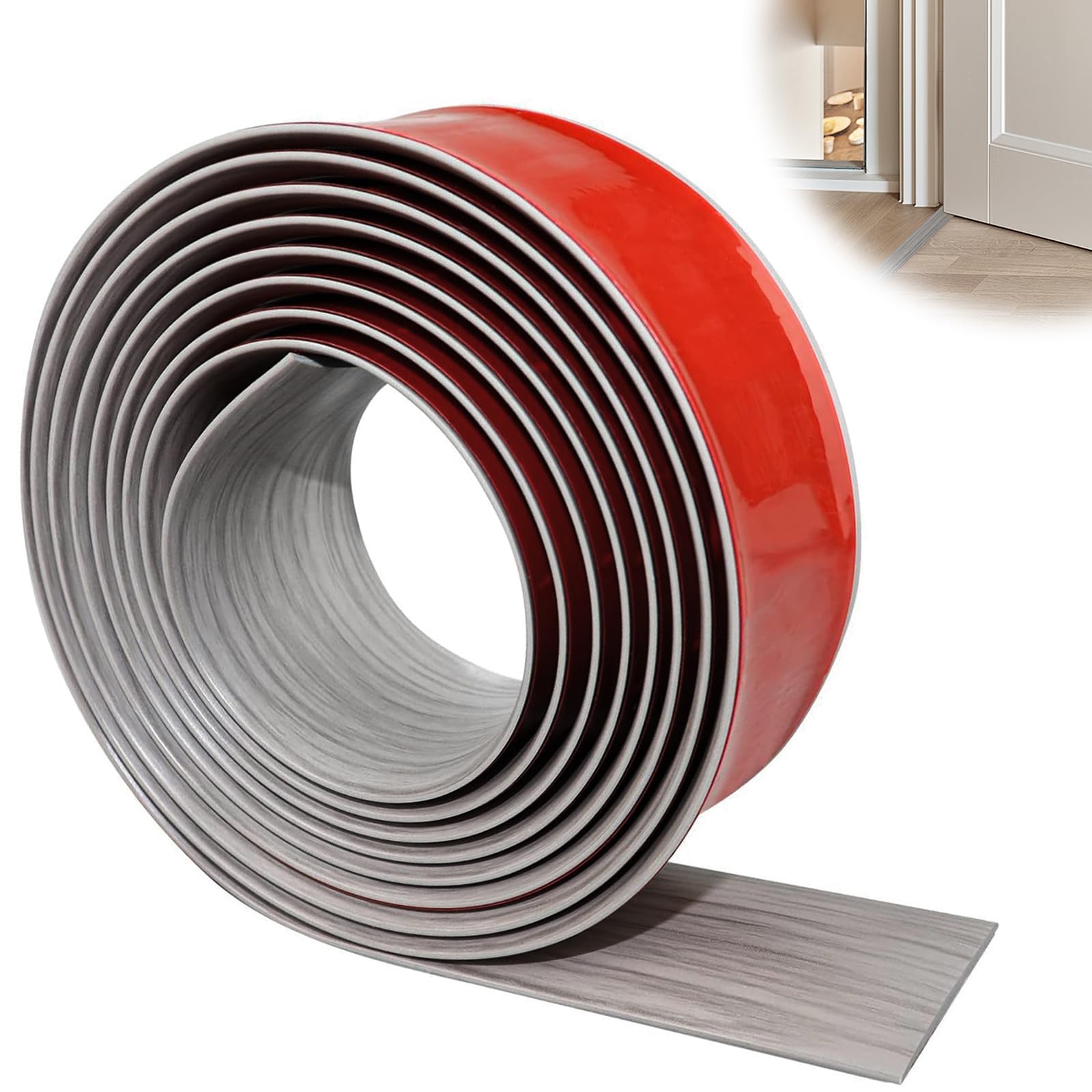 Sxtdkmj Grey Wood Grain 4M X 4Cm Floor Transition Strips, Threshold Strips For Doorways Self Adhesive Door Divider Strip For Floor Gaps Flooring Edge Trim