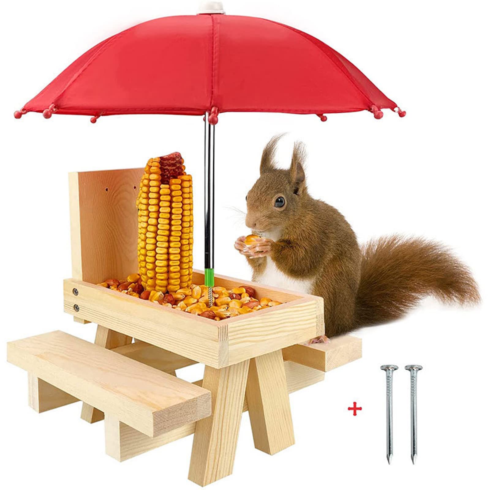 NEWFT Feeder Table Wooden for Bench Weatherproof Feeding Station with
