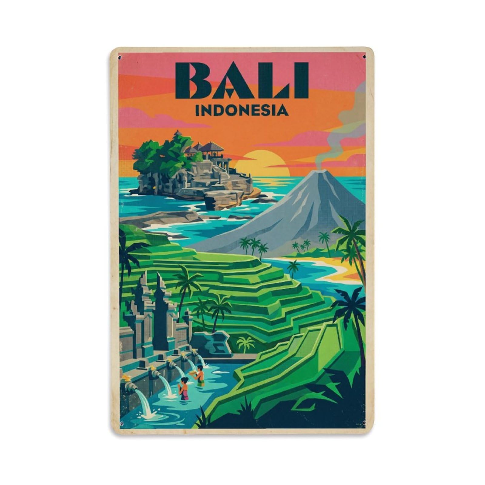 Metal Tin Sign Travel Retro Indonesia Bali