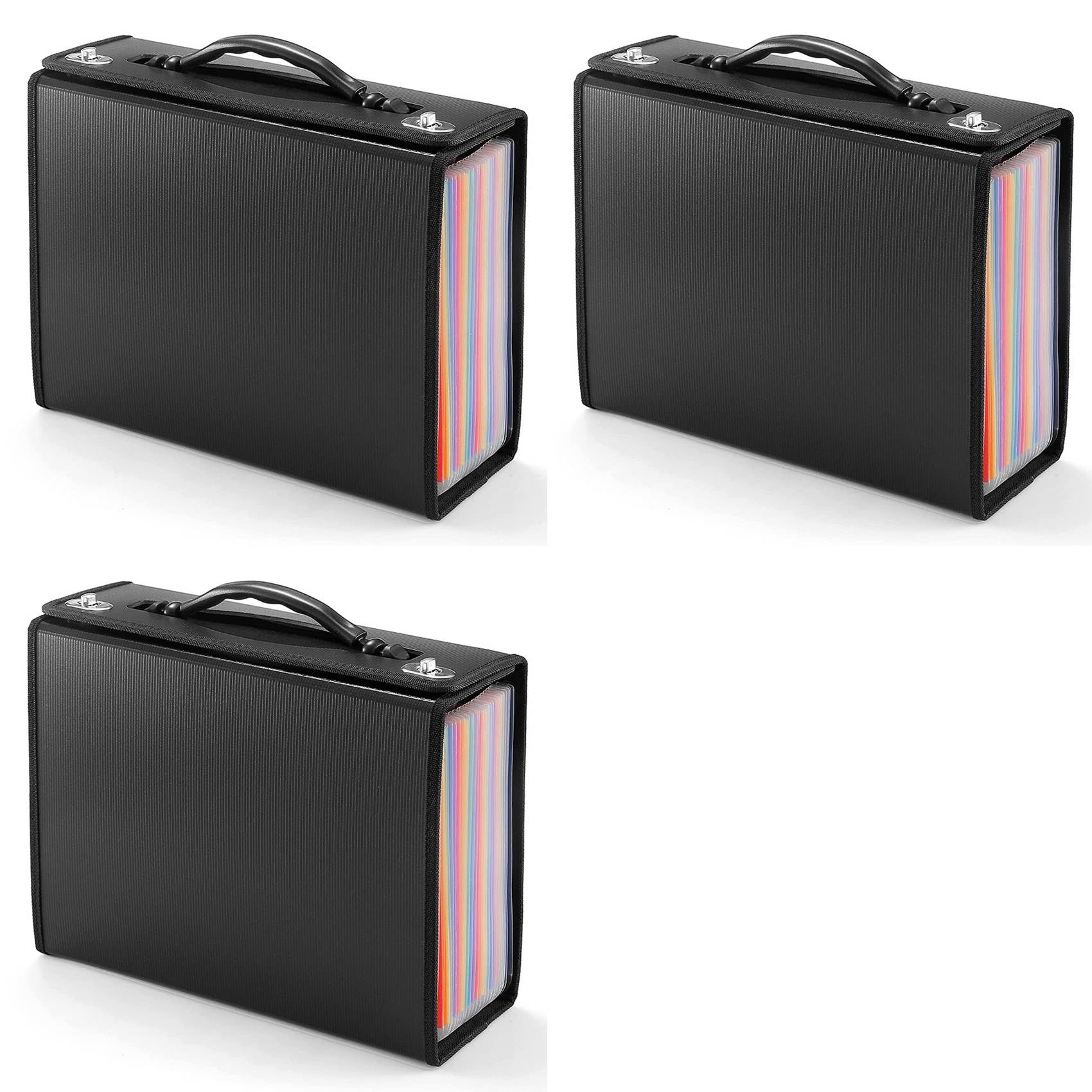 3X Carpeta de Archivos Expandible de 24 Bolsillos, Organizador de Archivos Acordeón, Organizador de Recibos de Documentos de Papel Plástico para Negocios, Oficina