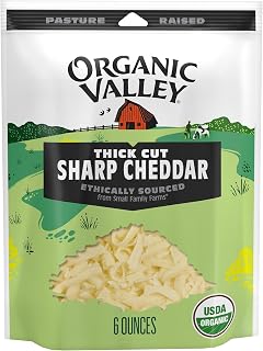 Organic Valley Thick Cut Shredded Sharp Cheddar Cheese - USDA Organic, Pasture-Raised, Bold Flavor 6oz Bag