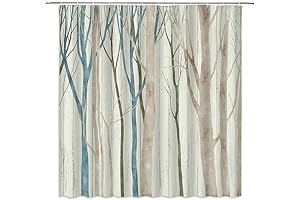 Birch Forest Abstract Watercolor Rustic Shower Curtain