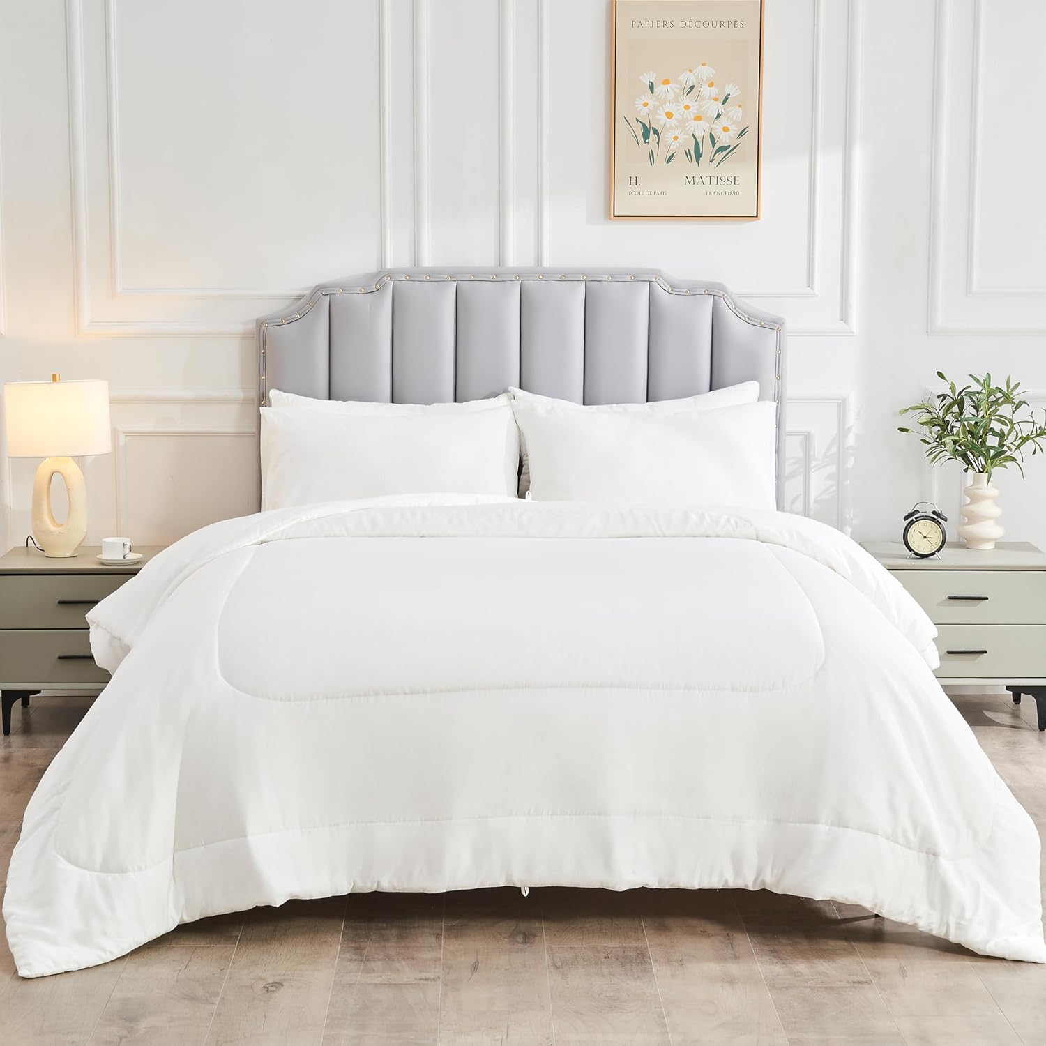 Cooling Comforter Twin/TwinXL Size, Down Alternative Summer Blanket 68×88 inches, Duvet Rayon Shell Lightweight Breathable for Hot Sleeper, 6 Corner Tabs, White