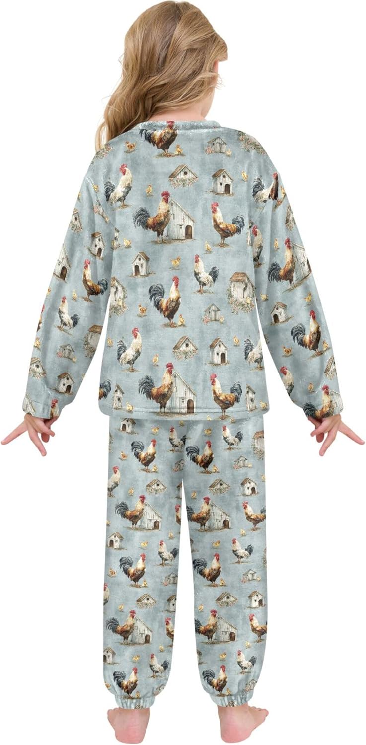 Fleece Pajama Sets Long Sleeve Top with Pants Soft Sleepwear 2 Piece Pjs Set