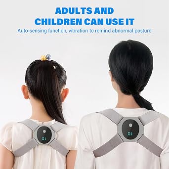 Upright Posture Corrector, Smart Posture Corrector Adjustable Soft Comfortable Back Straightener with Smart Sensor Vibration Reminder for Kids Adults