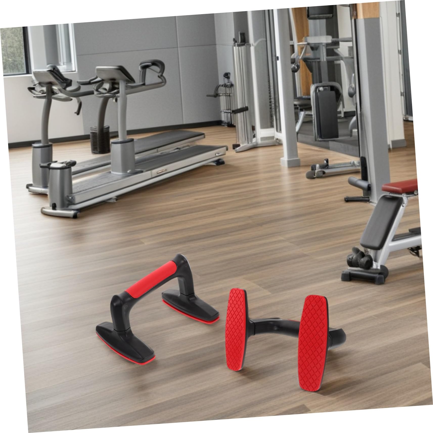 GALPADA 2 Maniglie per Flessioni H Shape Rosse Barre Antiscivolo per Esercizi Fitness Casa Supporto Stabile e Durevole per Allenamento Muscolare Calisthenics